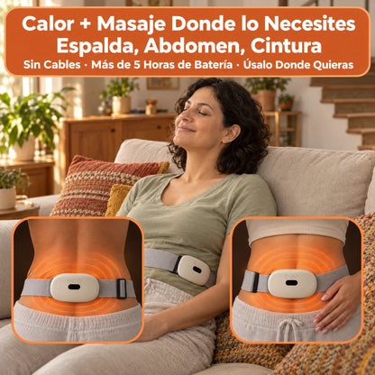 Calor y masaje donde lo necesites: espalda, abdomen y cintura, sin cables